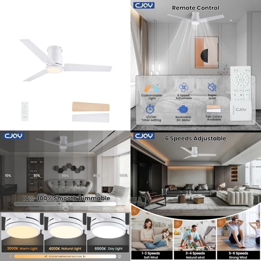 Ceiling Fan Low Profile Flush Mount - Ceiling Fans with Lights, ch Low