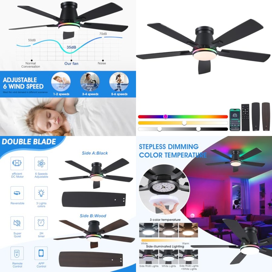 Ceiling Fan Low Profile Flush Mount - 52
