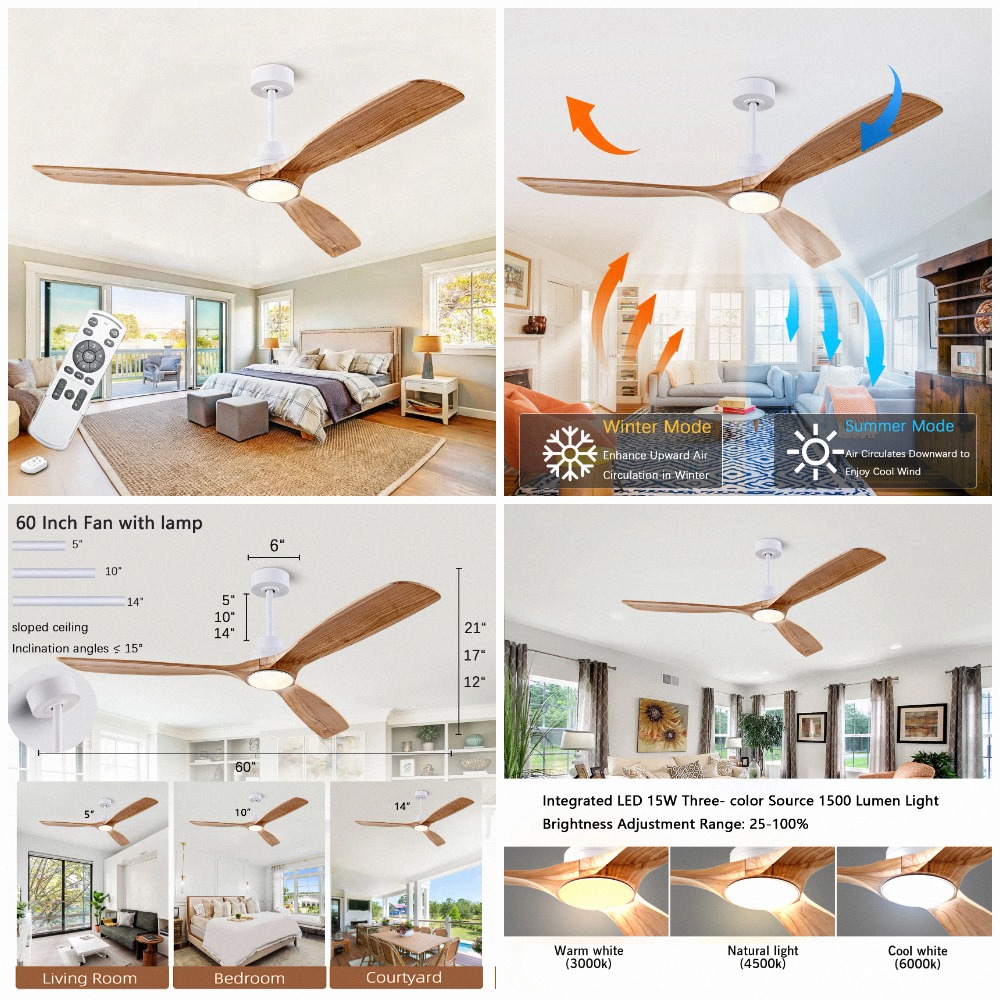 Ceiling Fan Dc Motor 52 Inch - 42/52/60 Inch Natural Wood Ceiling Fan