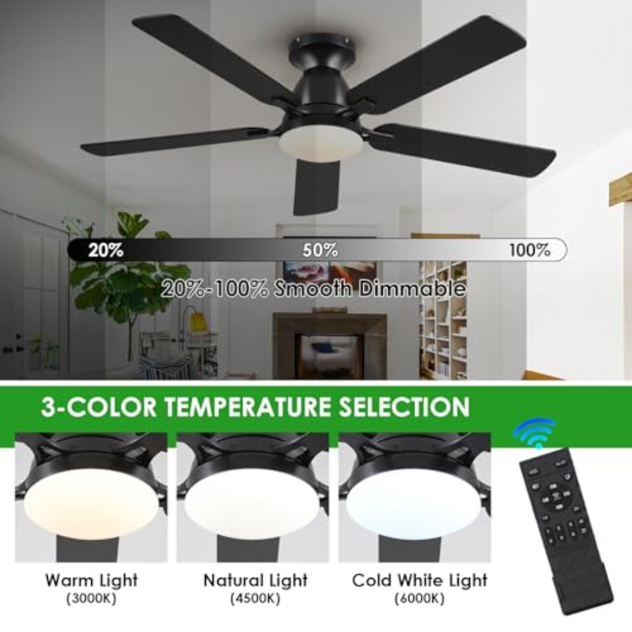 Ceiling Fans with Lights 52 In - Ceiling Fan Low Profile Flush Mount review and price