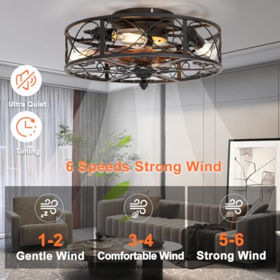 Caged Flush Mount Ceiling Fan  - Ceiling Fan Low Profile Flush Mount review and price