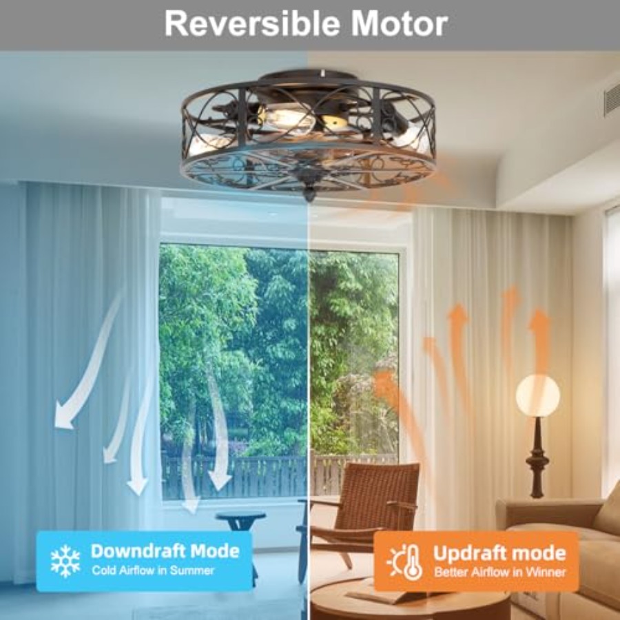 Caged Flush Mount Ceiling Fan  - Ceiling Fan Low Profile Flush Mount review and price
