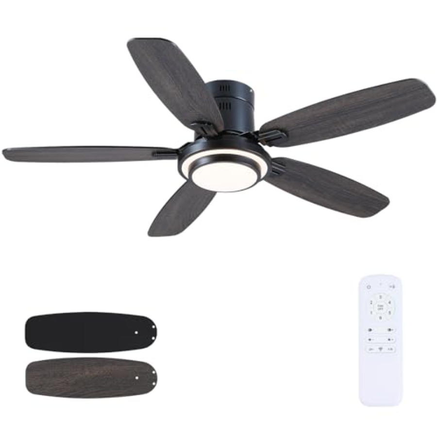 Black Ceiling Fans with Lights - Ceiling Fan Low Profile Flush Mount review and price