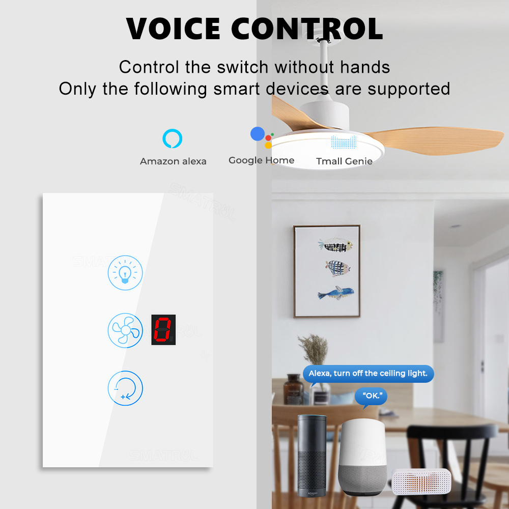 EU Us Tuya Smart WiFi Touch Sw - Smart Ceiling Fan Alexa Wifi review and price