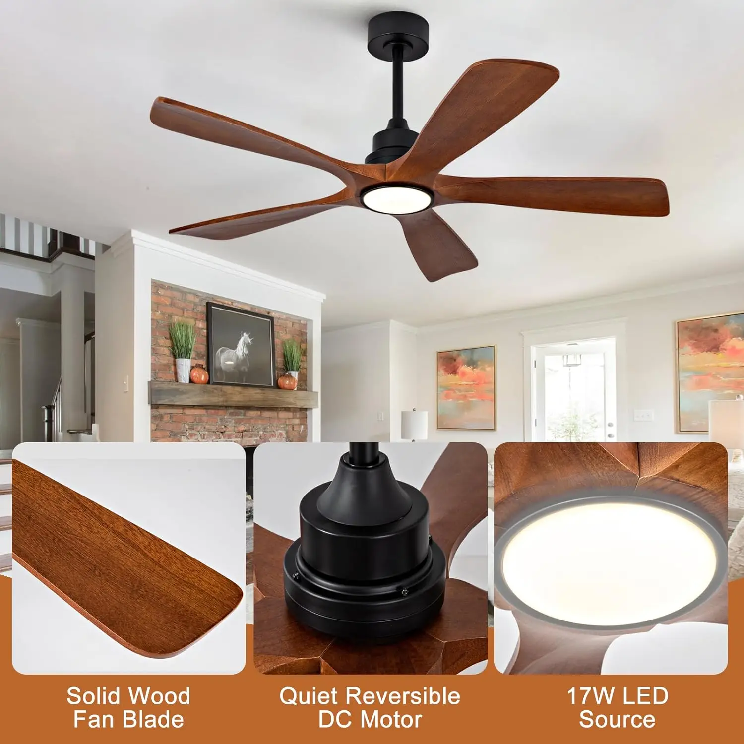 Wood Ceiling Fans with Lights  - Ceiling Fan Led 3 Blade Modern review and price