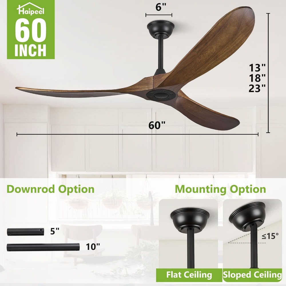 52/60 Inch Large Size Wood DC  - Ceiling Fan 60 Inch Industrial review and price