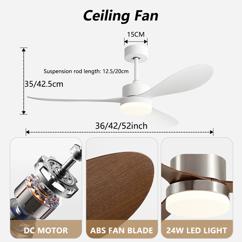 36/42/52 Inch Ceiling Fan Indu - Smart Ceiling Fan With Light Remote review and price