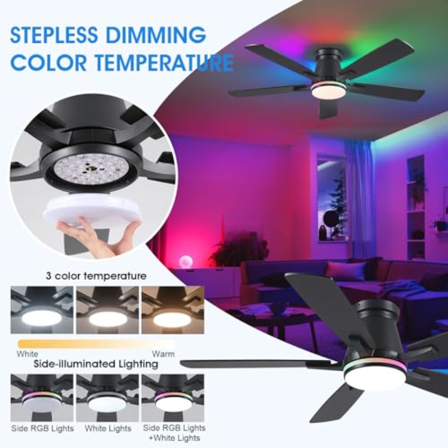 Bedroom and patio ceiling fan  - Ceiling Fan Low Profile Flush Mount review and price
