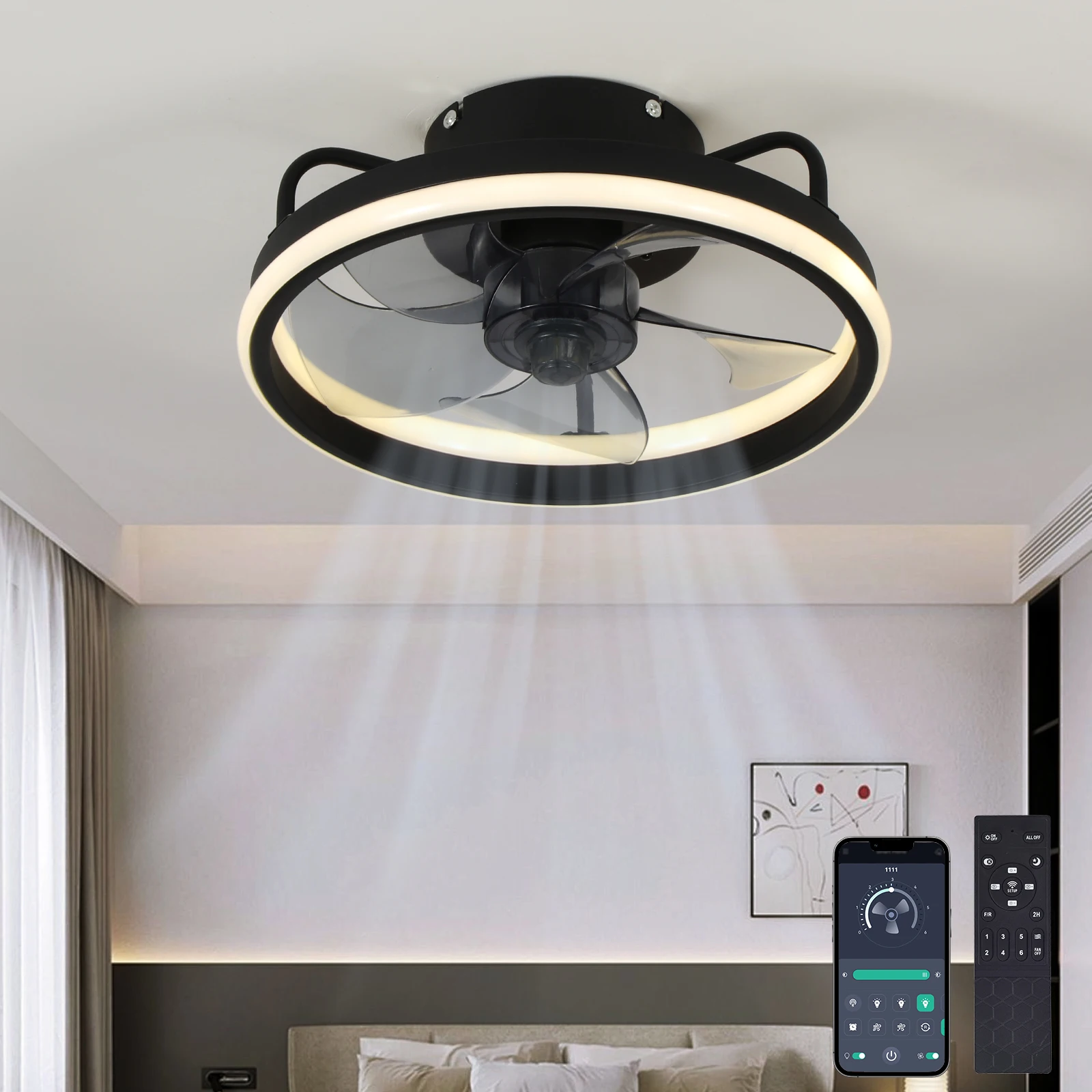 Modern LED Ceiling Light Fan W - Smart Ceiling Fan With Light Remote review and price