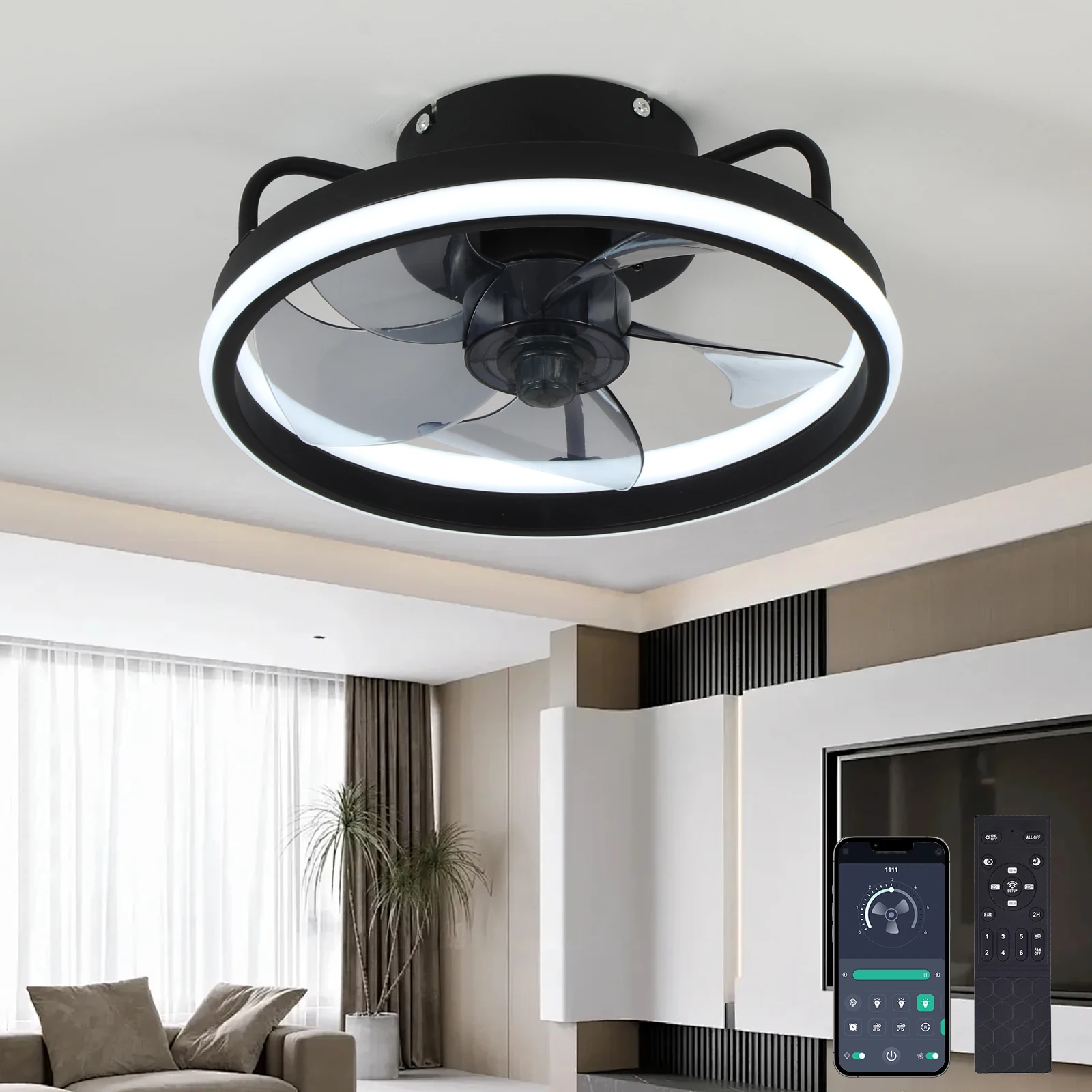 Modern LED Ceiling Light Fan W - Smart Ceiling Fan With Light Remote review and price