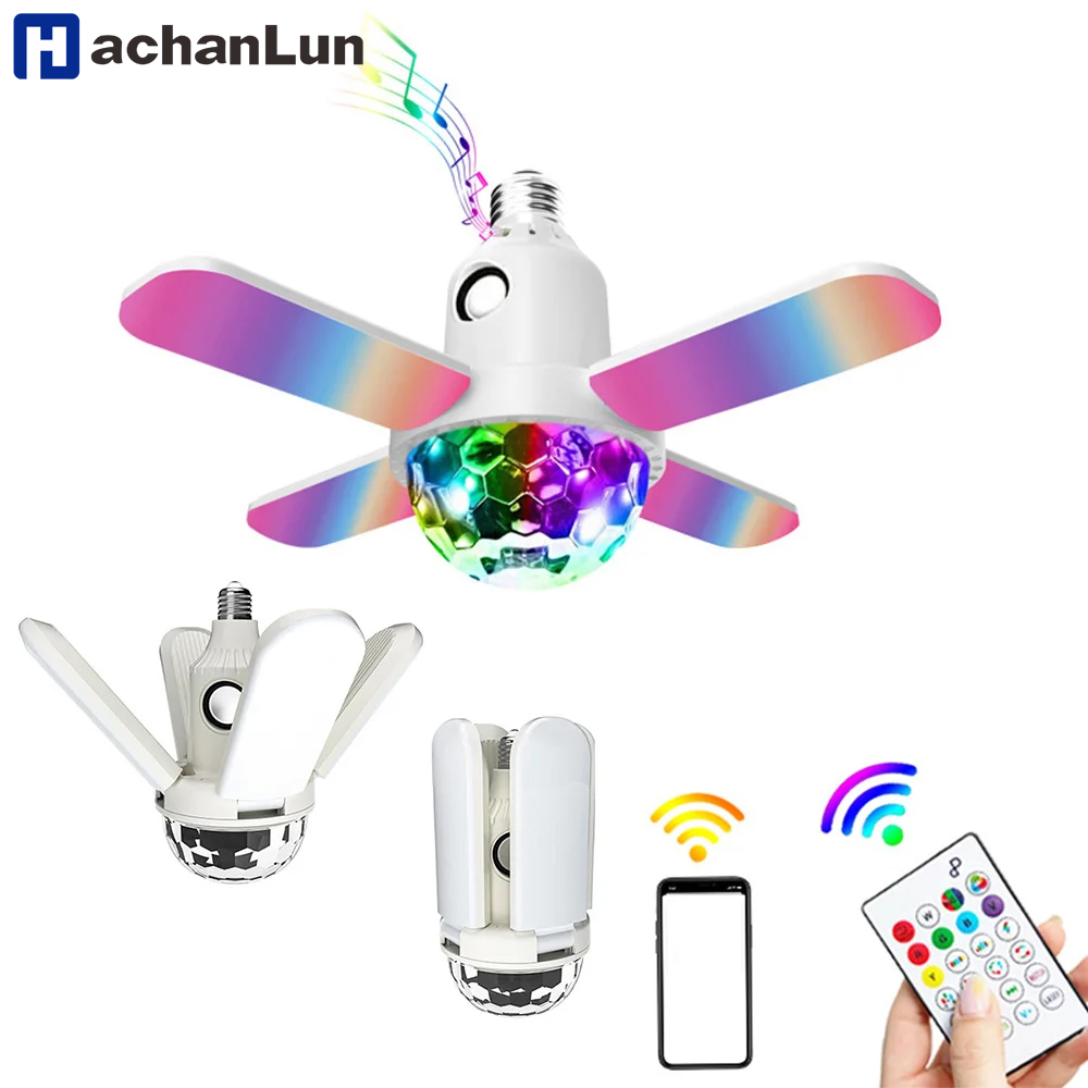 E27 LED Bulb Fan Four-leaf Bla - Smart Ceiling Fan With Light Remote review and price