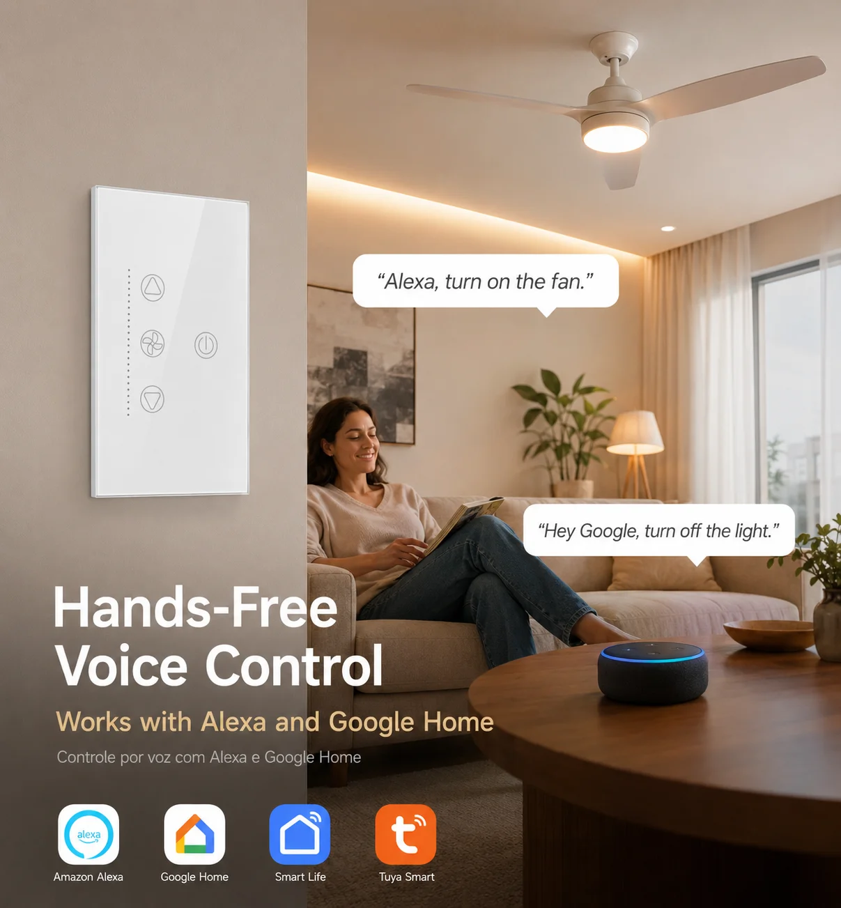 Tuya WiFi Bluetooth Smart Fan  - Smart Ceiling Fan Alexa Wifi review and price