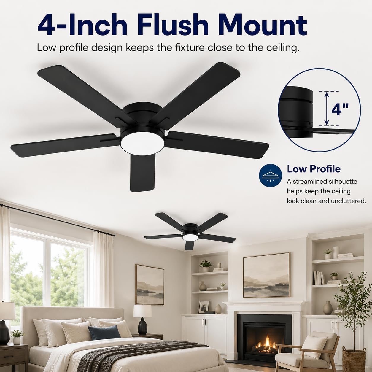 52-Inch Low Profile Ceiling Fa - Ceiling Fan Low Profile Flush Mount review and price
