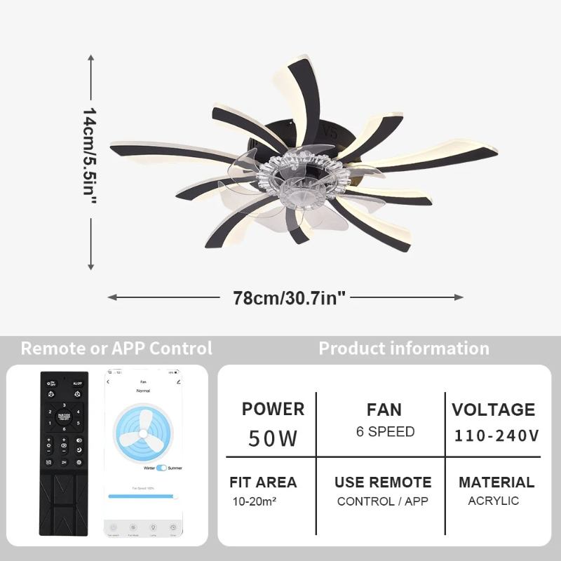 Living Room Ceiling Fan Lamp B - Smart Ceiling Fan With Light Remote review and price