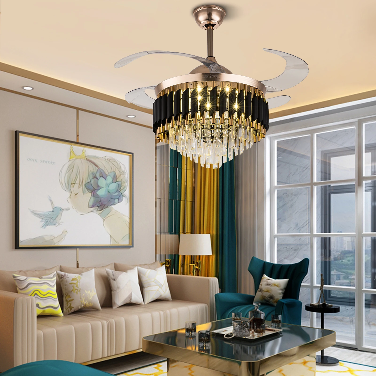 Retractable Ceiling Fans With  - Ceiling Fan Led 3 Blade Modern review and price